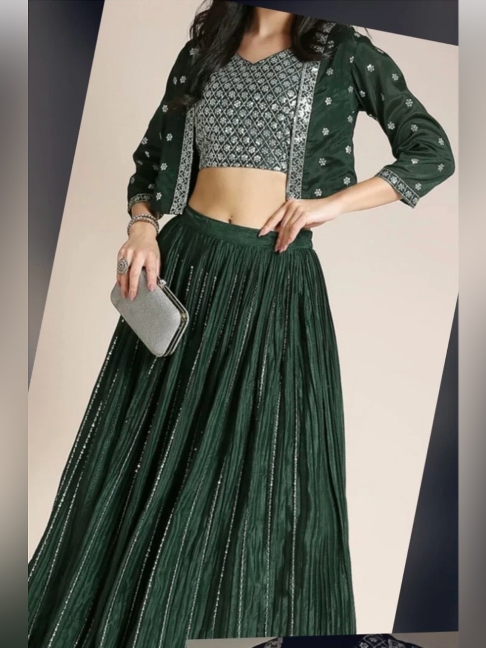 Women's Silk Chiffon Lehenga Choli Jacket Plus 4XL (48) New 3 piece Lehenga